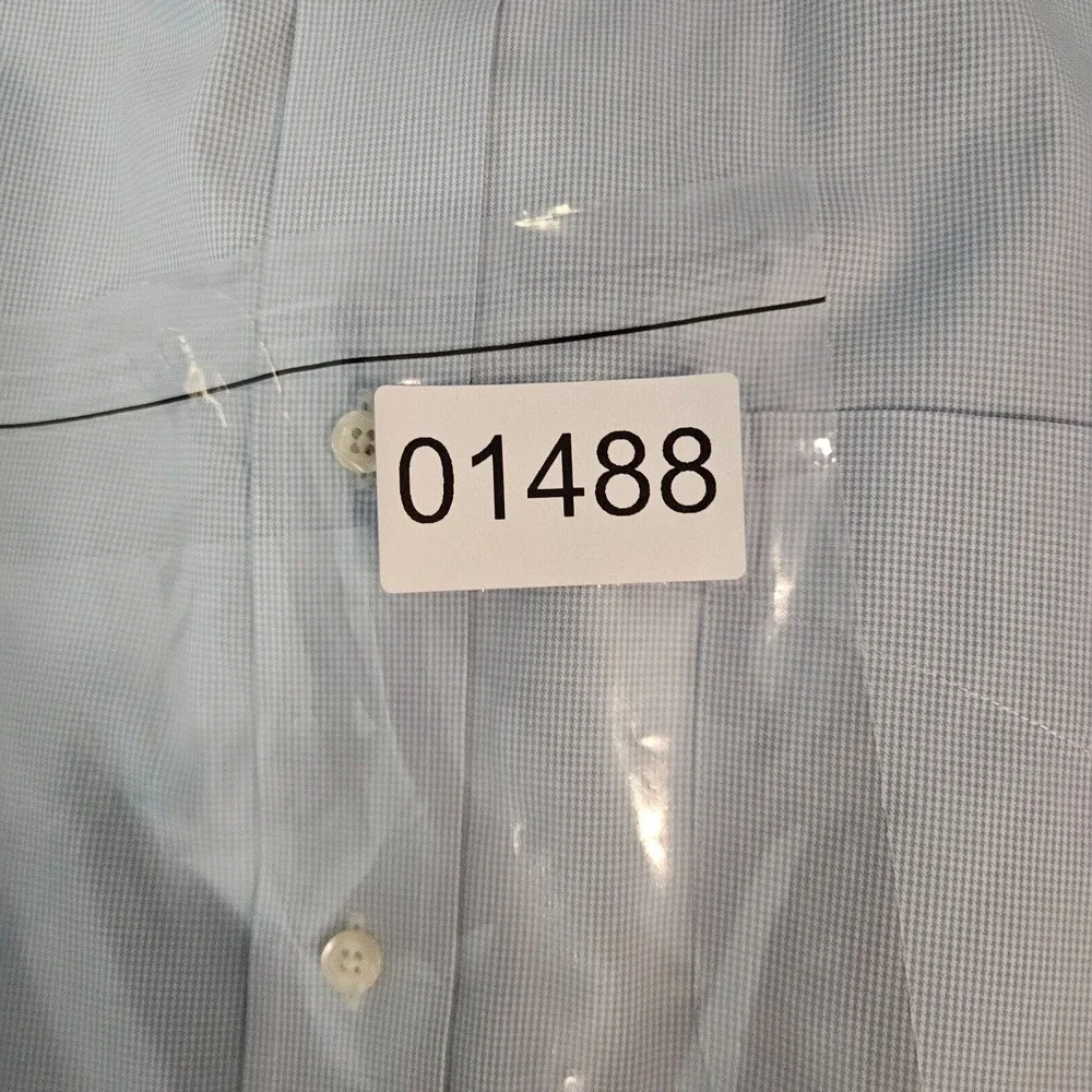 Brooks Brothers 346 Men's Light Blue‎ Houndstooth Dress Shirt Sz 17.5 6/7